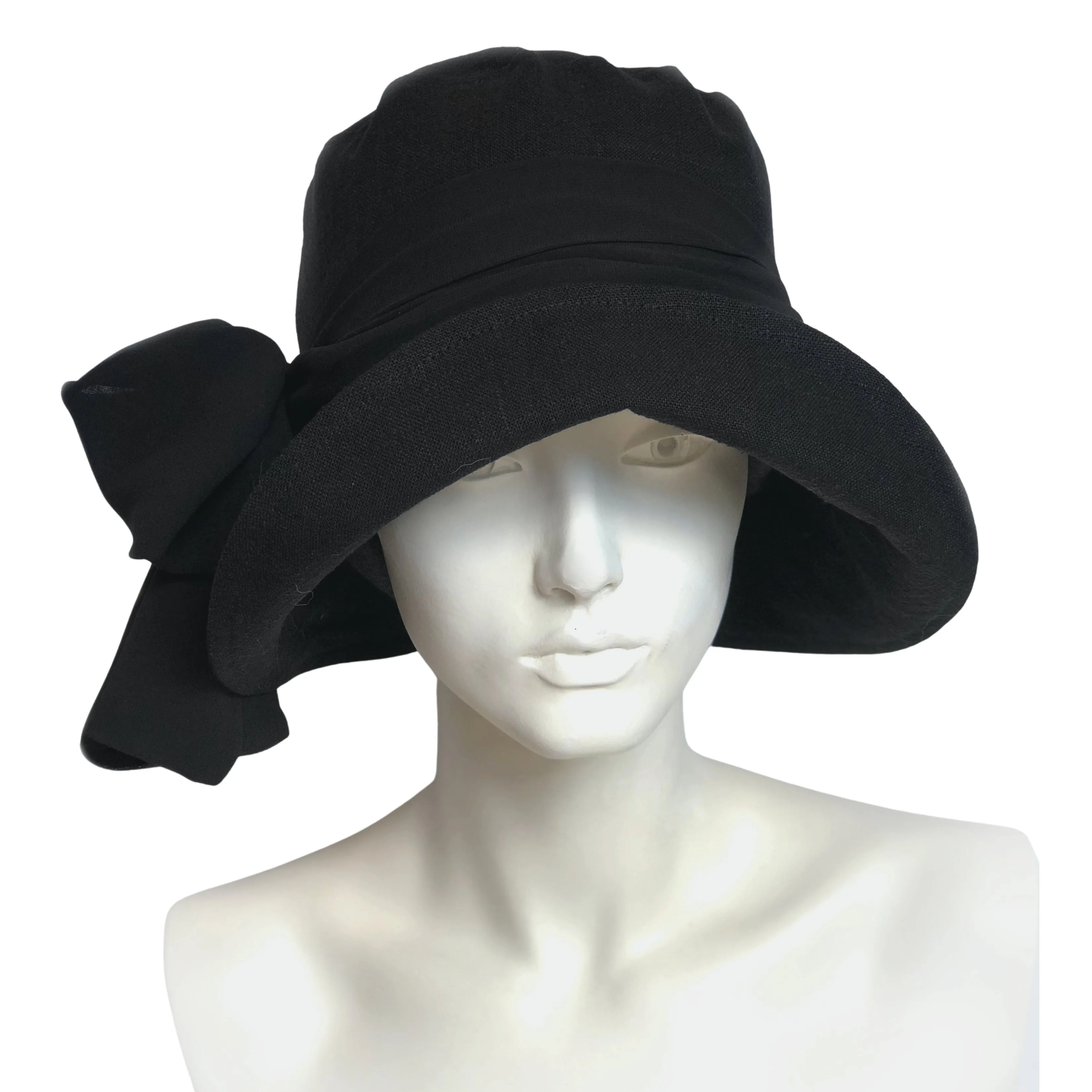 1920s Cloche Hat in Antique White Linen with Scarf | The Eleanor