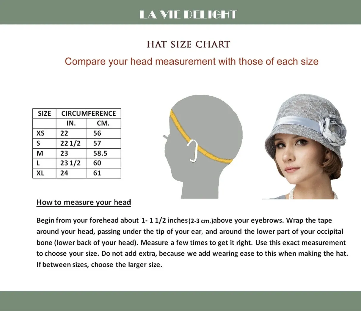 1920s cloche hat in off-white cotton and rectangular printed chiffon