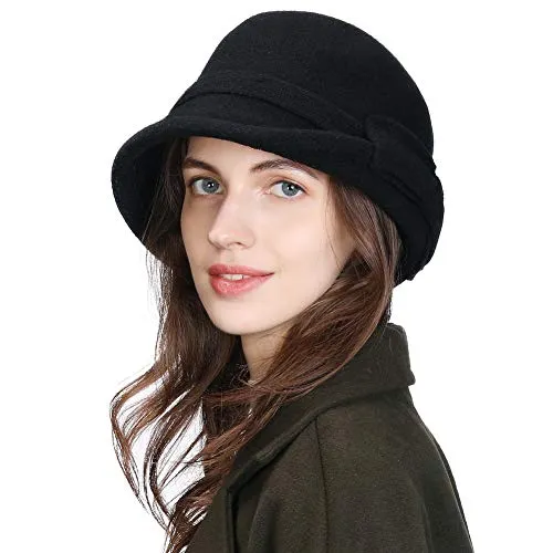 60% Wool Felt Cloche Hat for Women Winter Hat Ladies 1920s Vintage Derby Church Bowler Bucket Hat