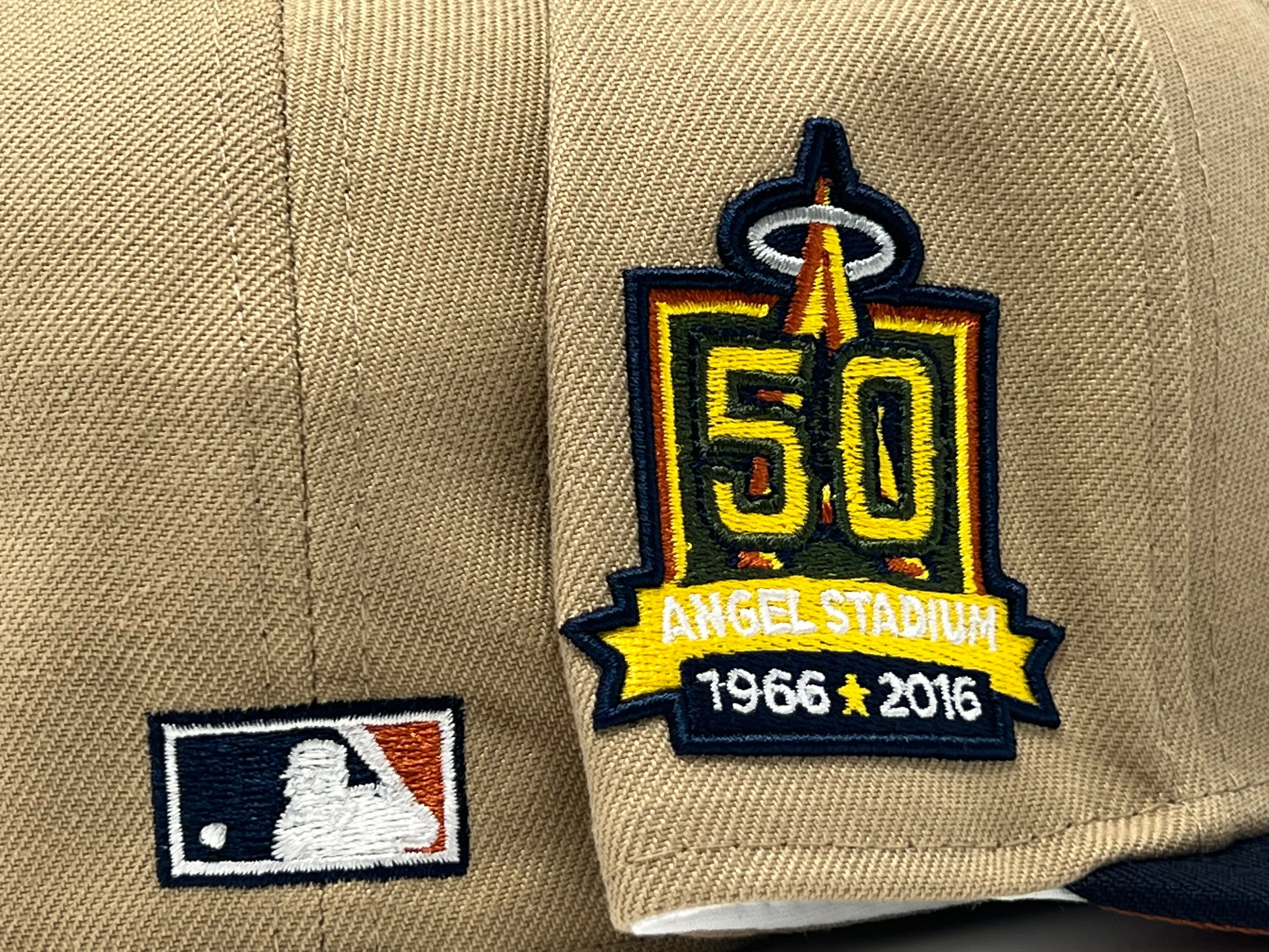 Anahiem Angels 50th Anniversary Camel Navy Visor Rust Brim New Era Fitted Hat