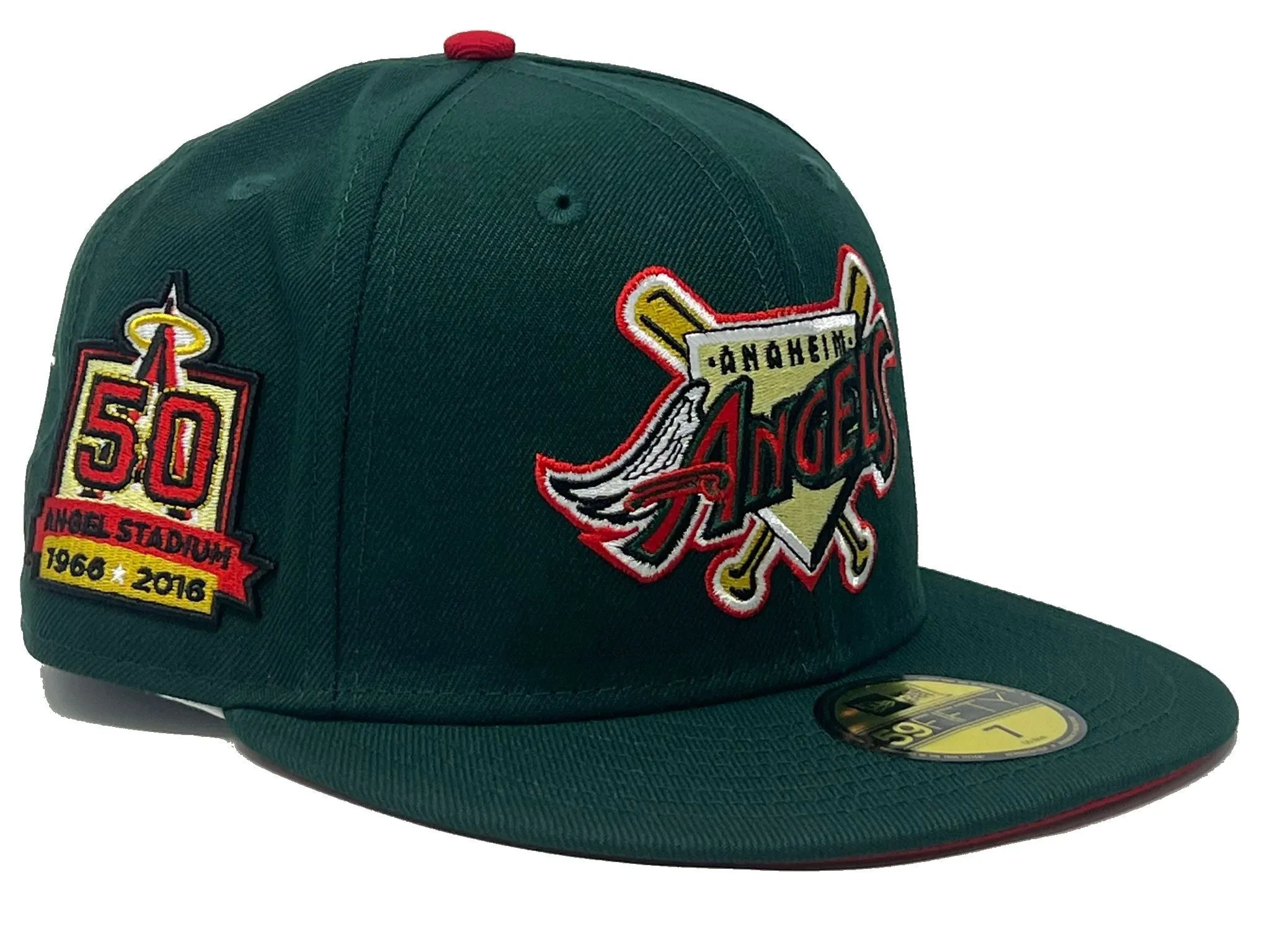 Angels 50th Anniversary Dark Green Red Brim New Era Fitted Hat