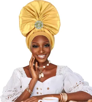 Auto Gele African Head Tie of Nigeria ASO Oke Headwraps Hat Turban Wedding Party Handmade Elegant Hair Wear Cap for Women