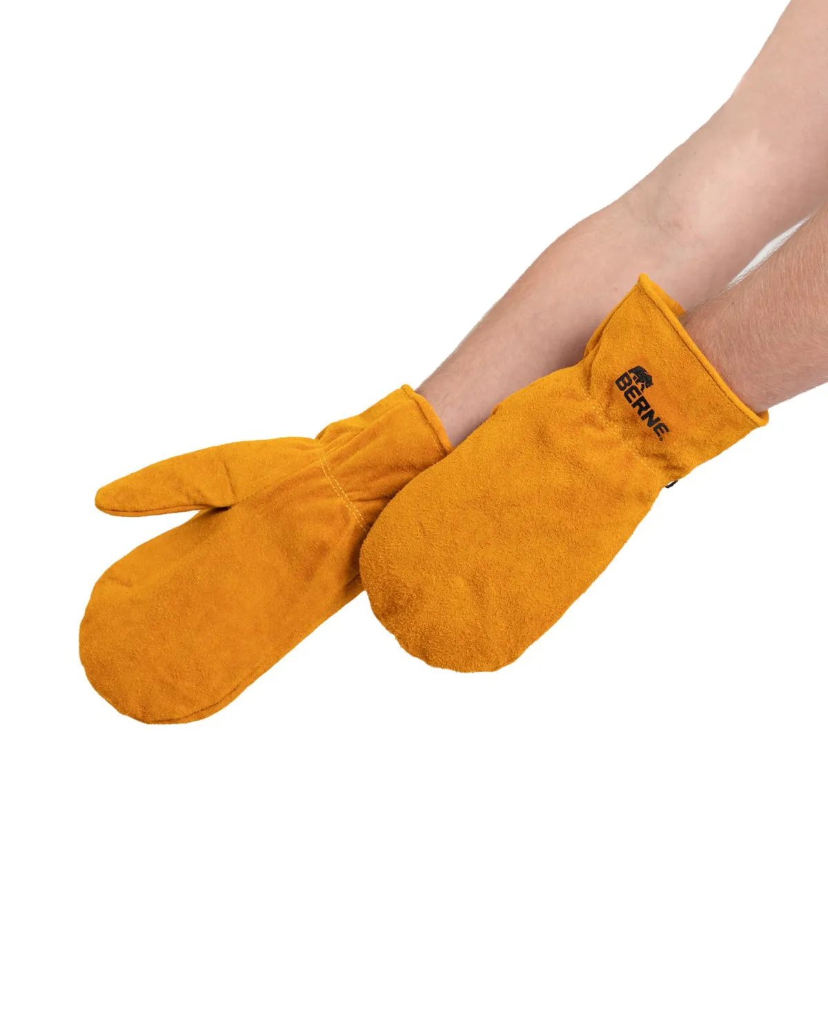 Berne Apparel Mens Sherpa-Lined Gold Leather Mittens