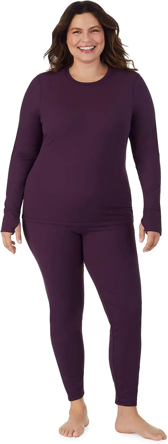 Cuddl Duds Womens Fleece Lined Thermal Base Layer Set  Long Sleeve Shirt & Leggings for Cold Weather  Lounge Set for Women