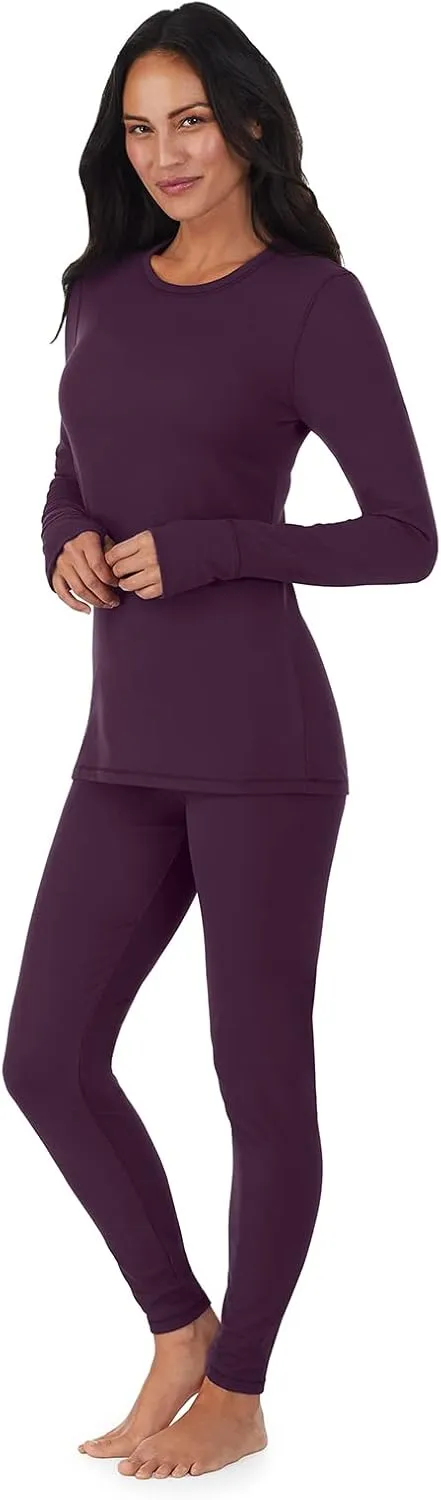 Cuddl Duds Womens Fleece Lined Thermal Base Layer Set  Long Sleeve Shirt & Leggings for Cold Weather  Lounge Set for Women