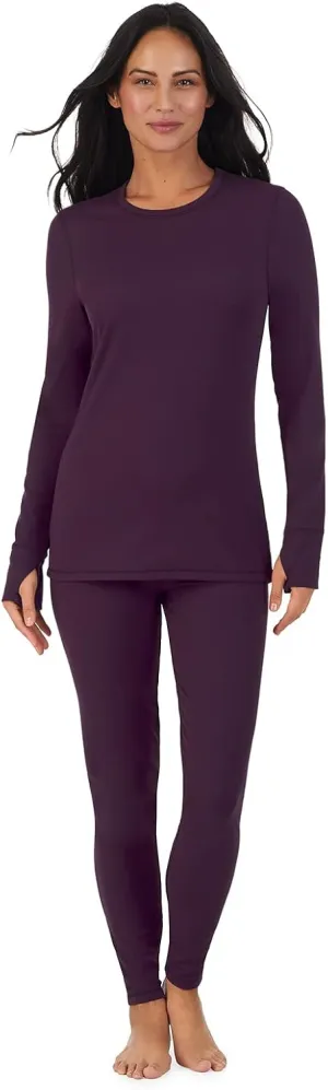 Cuddl Duds Womens Fleece Lined Thermal Base Layer Set  Long Sleeve Shirt & Leggings for Cold Weather  Lounge Set for Women