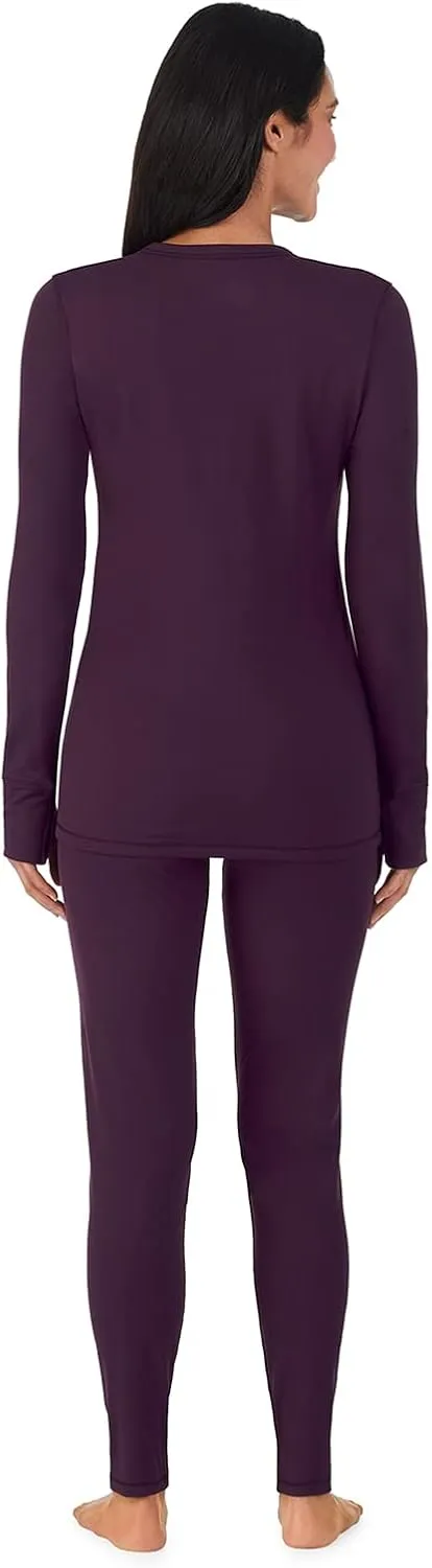 Cuddl Duds Womens Fleece Lined Thermal Base Layer Set  Long Sleeve Shirt & Leggings for Cold Weather  Lounge Set for Women