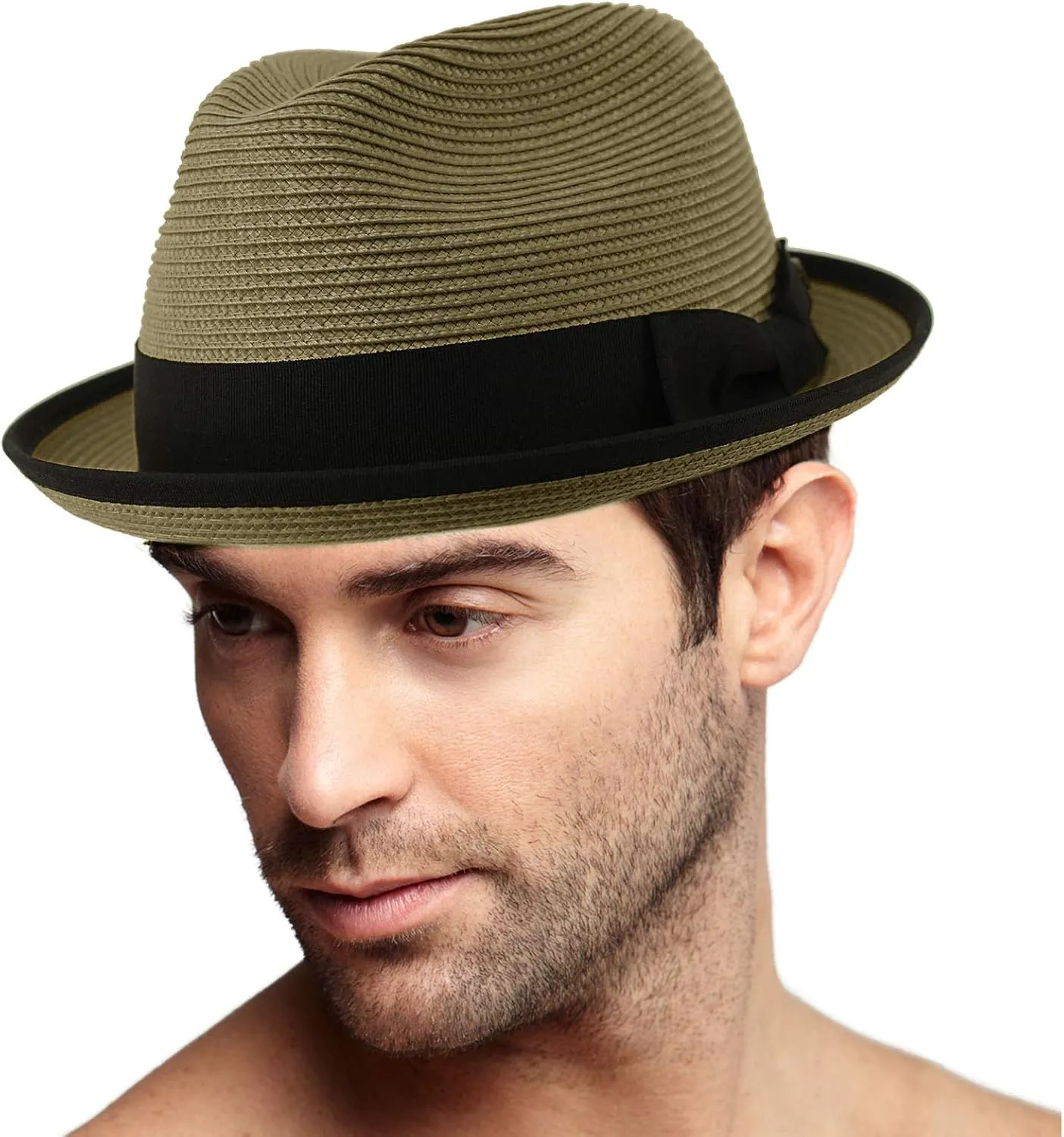 Epoch Men's Classy Travel Crushable 2tone Derby Fedora Upturn Curl Brim Hat