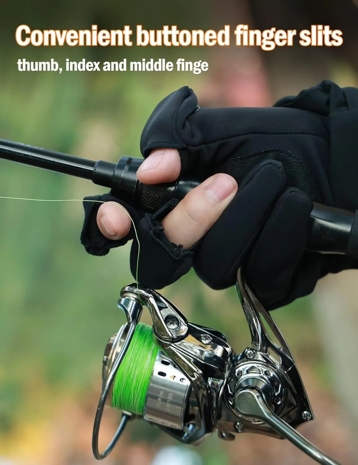 Fishing Gloves, Winter Fishing Gloves for Men Women, 3 Fingerless Fleece Lined for Cold Weather Ice Fishing