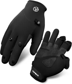 Fishing Gloves, Winter Fishing Gloves for Men Women, 3 Fingerless Fleece Lined for Cold Weather Ice Fishing