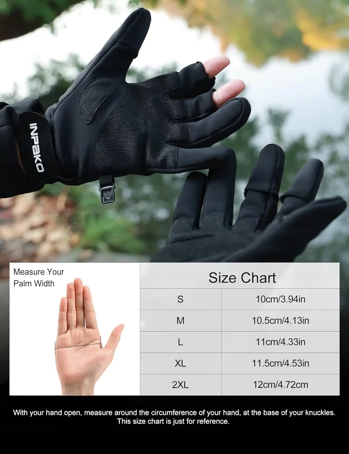Fishing Gloves, Winter Fishing Gloves for Men Women, 3 Fingerless Fleece Lined for Cold Weather Ice Fishing