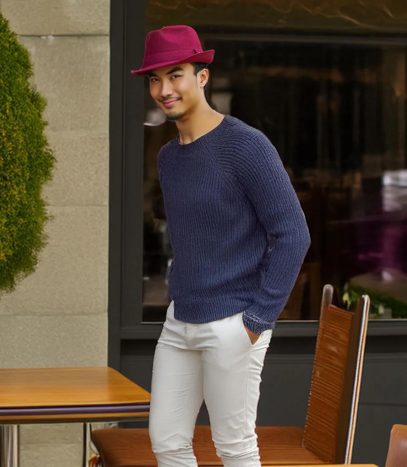 Funky Junque Premium Wool Fedora Hat - Classic Short Brim Structured Trilby