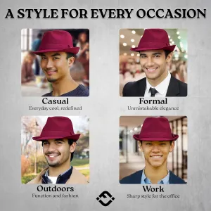 Funky Junque Premium Wool Fedora Hat - Classic Short Brim Structured Trilby