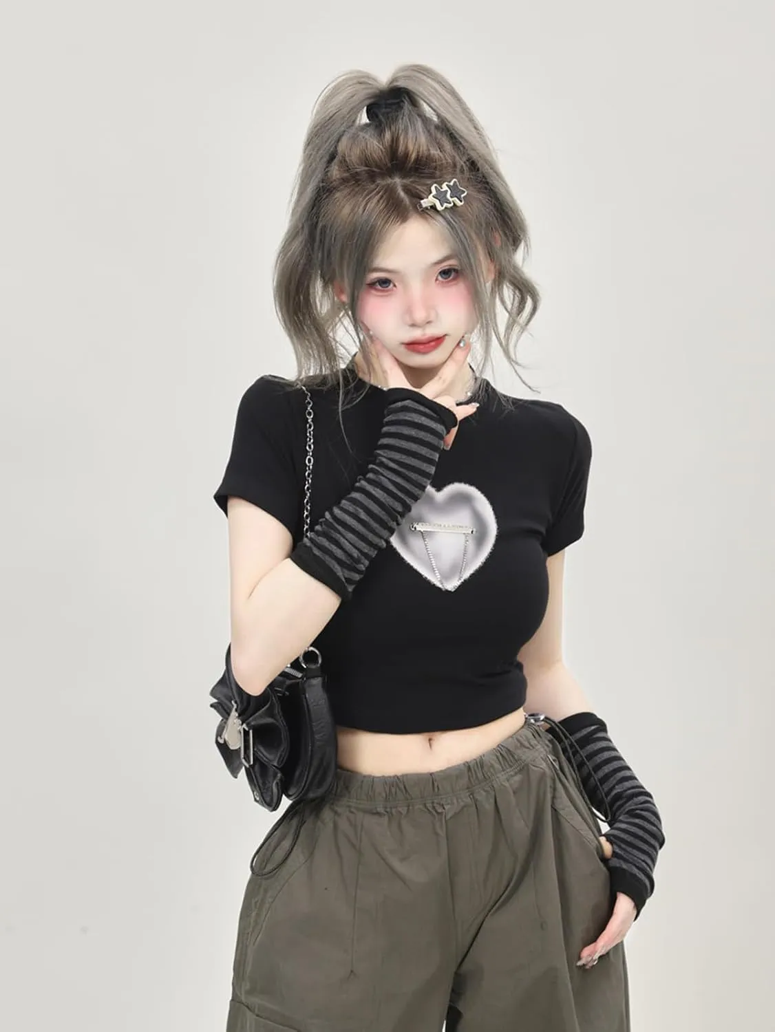 Goth Arm Warmers Emo Punk Y2k Arm Sleeves Fingerless Gloves Cosplay Costume