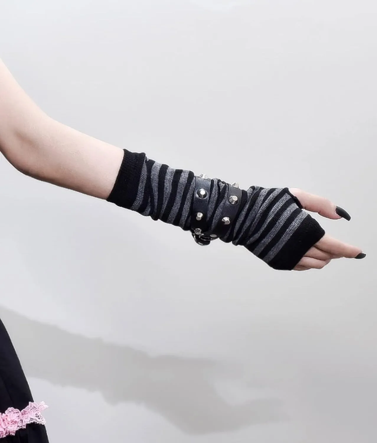 Goth Arm Warmers Emo Punk Y2k Arm Sleeves Fingerless Gloves Cosplay Costume