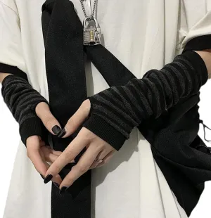 Goth Arm Warmers Emo Punk Y2k Arm Sleeves Fingerless Gloves Cosplay Costume
