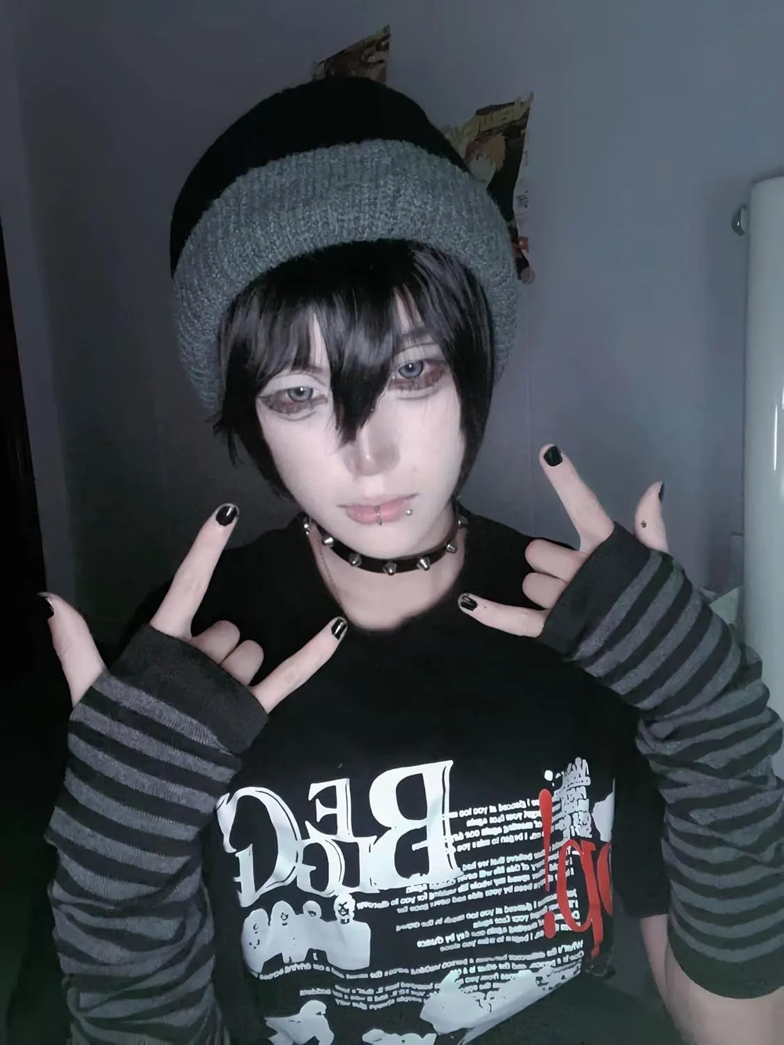 Goth Arm Warmers Emo Punk Y2k Arm Sleeves Fingerless Gloves Cosplay Costume