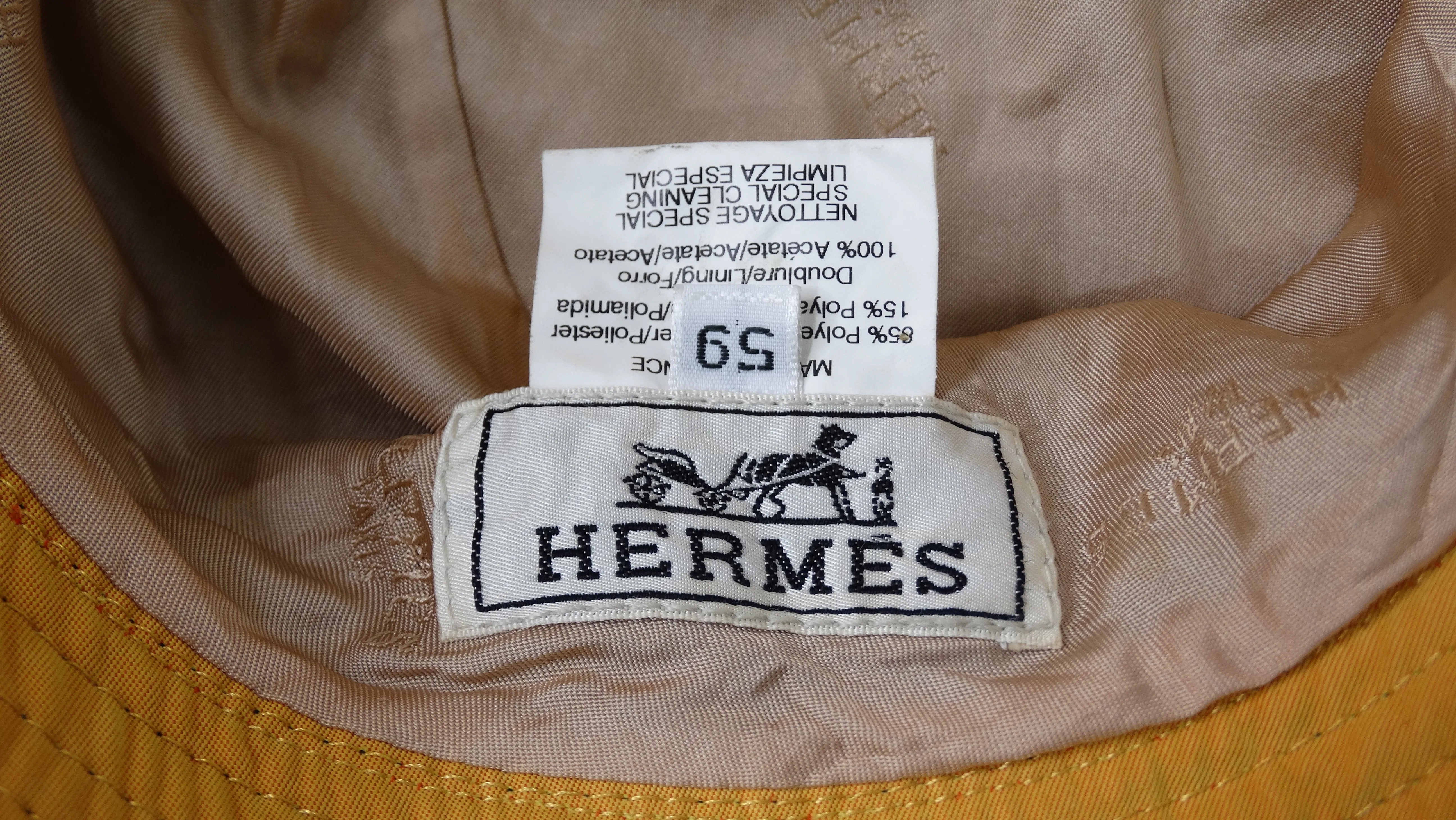 Hermes Black and Orange Embroidered 'H' Bucket Hat