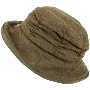 Ladies Wool Tweed Cloche Hat - Brown