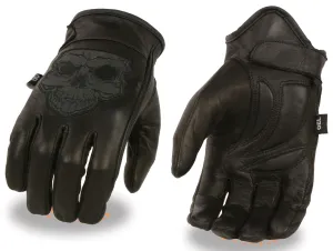 Leather Reflective Skull Riding Gloves