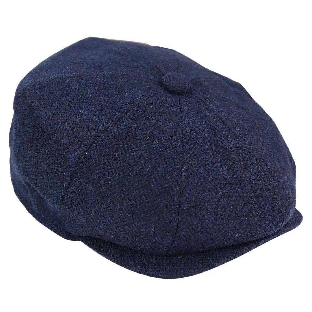Mens Tweed Newsboy Peaky Blinder Baker Boy Razor Flat Cap Grandad Hat 8 Panel