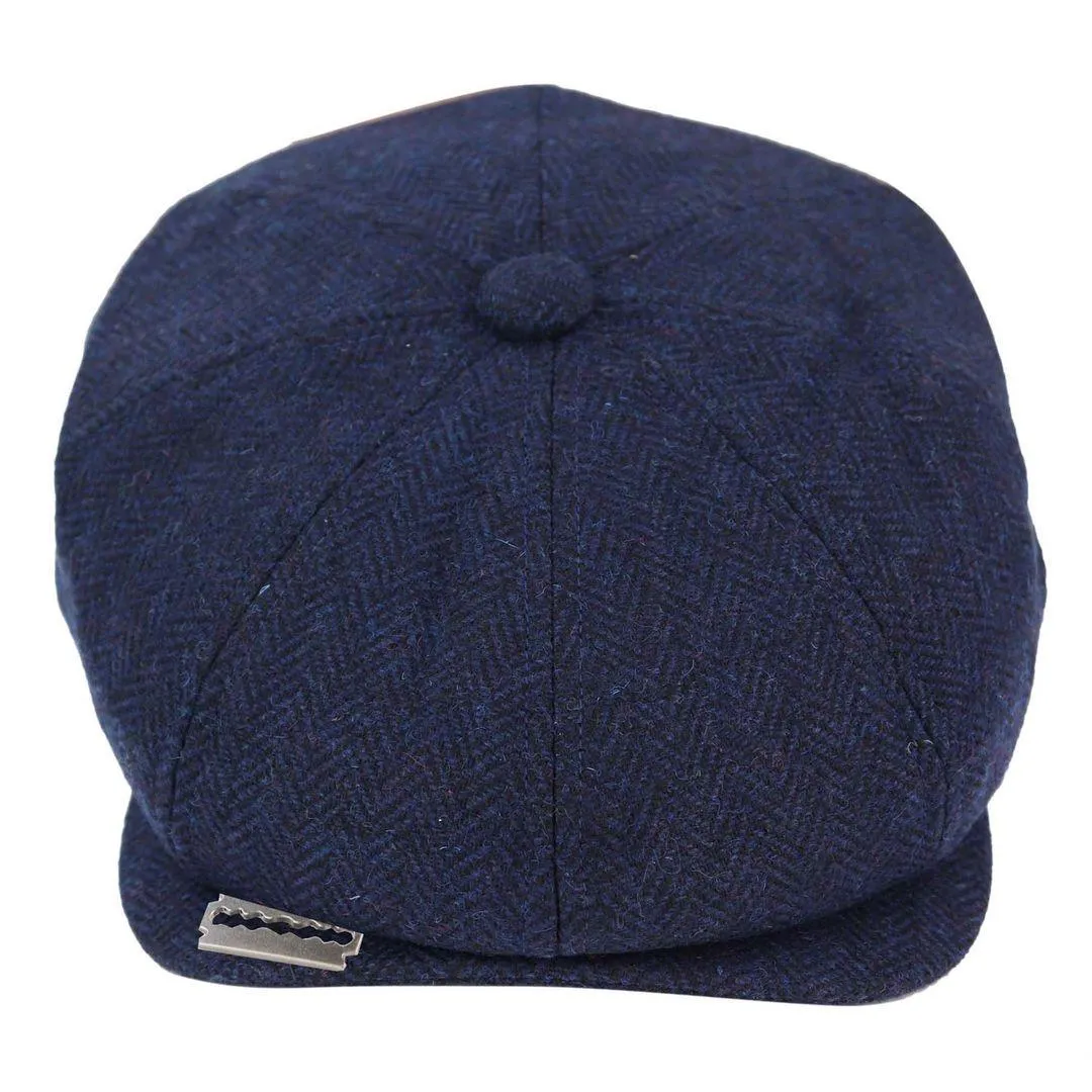 Mens Tweed Newsboy Peaky Blinder Baker Boy Razor Flat Cap Grandad Hat 8 Panel