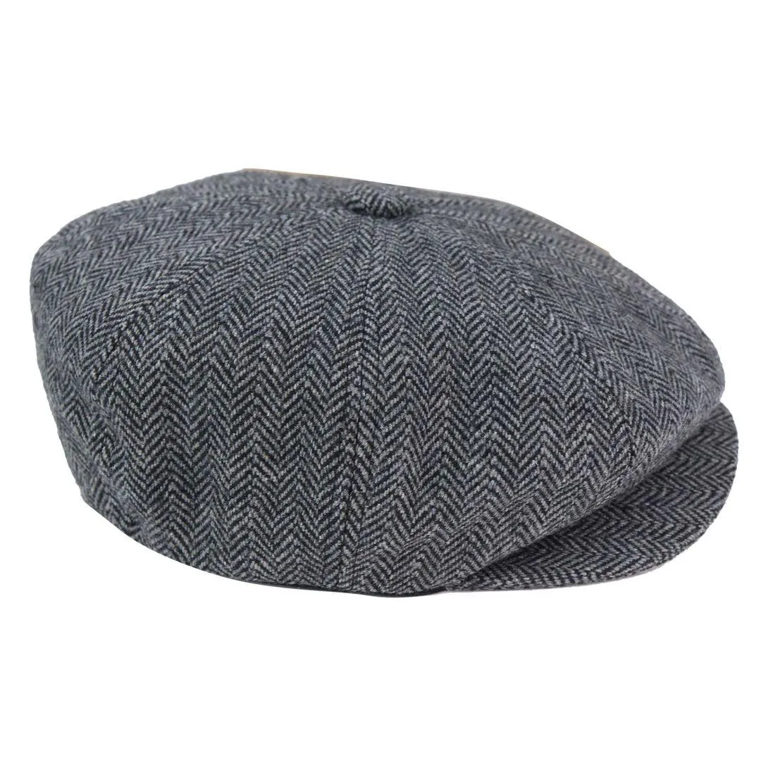 Mens Tweed Newsboy Peaky Blinder Baker Boy Razor Flat Cap Grandad Hat 8 Panel
