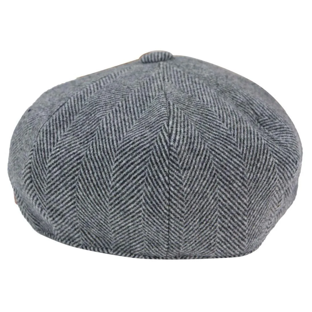 Mens Tweed Newsboy Peaky Blinder Baker Boy Razor Flat Cap Grandad Hat 8 Panel