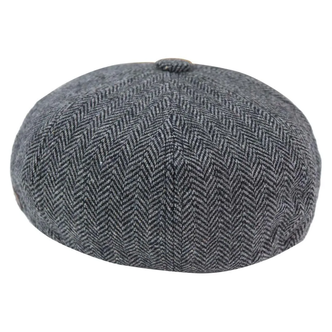 Mens Tweed Newsboy Peaky Blinder Baker Boy Razor Flat Cap Grandad Hat 8 Panel