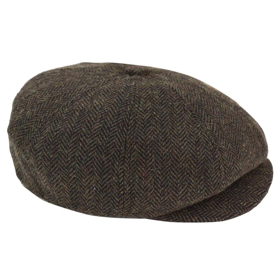 Mens Tweed Newsboy Peaky Blinder Baker Boy Razor Flat Cap Grandad Hat 8 Panel