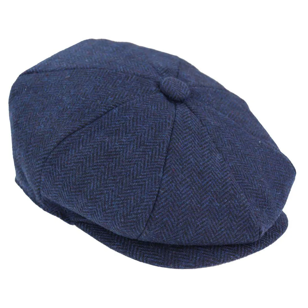 Mens Tweed Newsboy Peaky Blinder Baker Boy Razor Flat Cap Grandad Hat 8 Panel