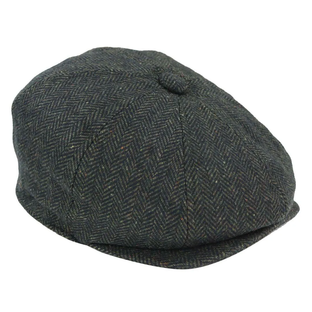 Mens Tweed Newsboy Peaky Blinder Baker Boy Razor Flat Cap Grandad Hat 8 Panel