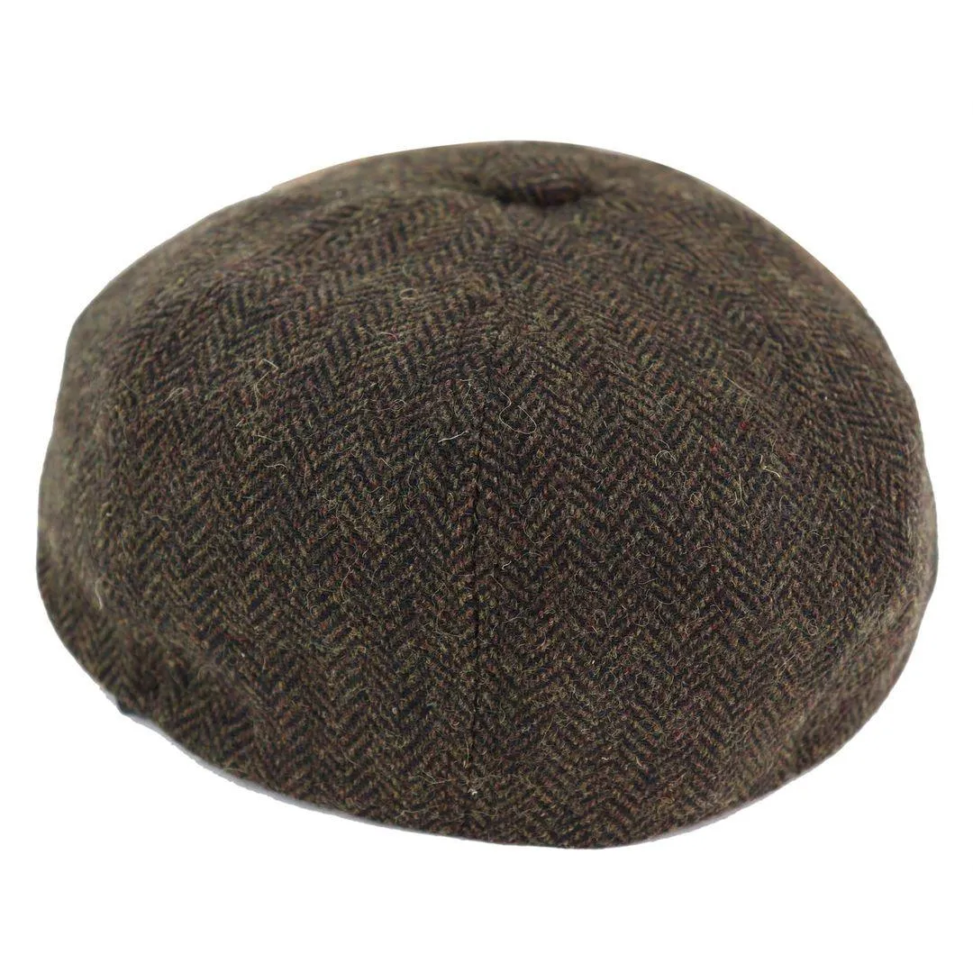 Mens Tweed Newsboy Peaky Blinder Baker Boy Razor Flat Cap Grandad Hat 8 Panel