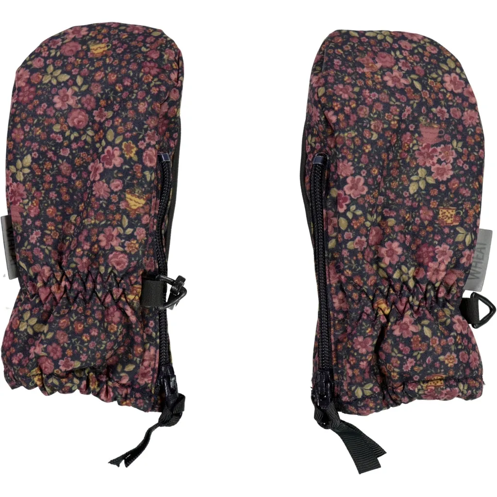 Mittens Zipper Tech - deep blue flowers