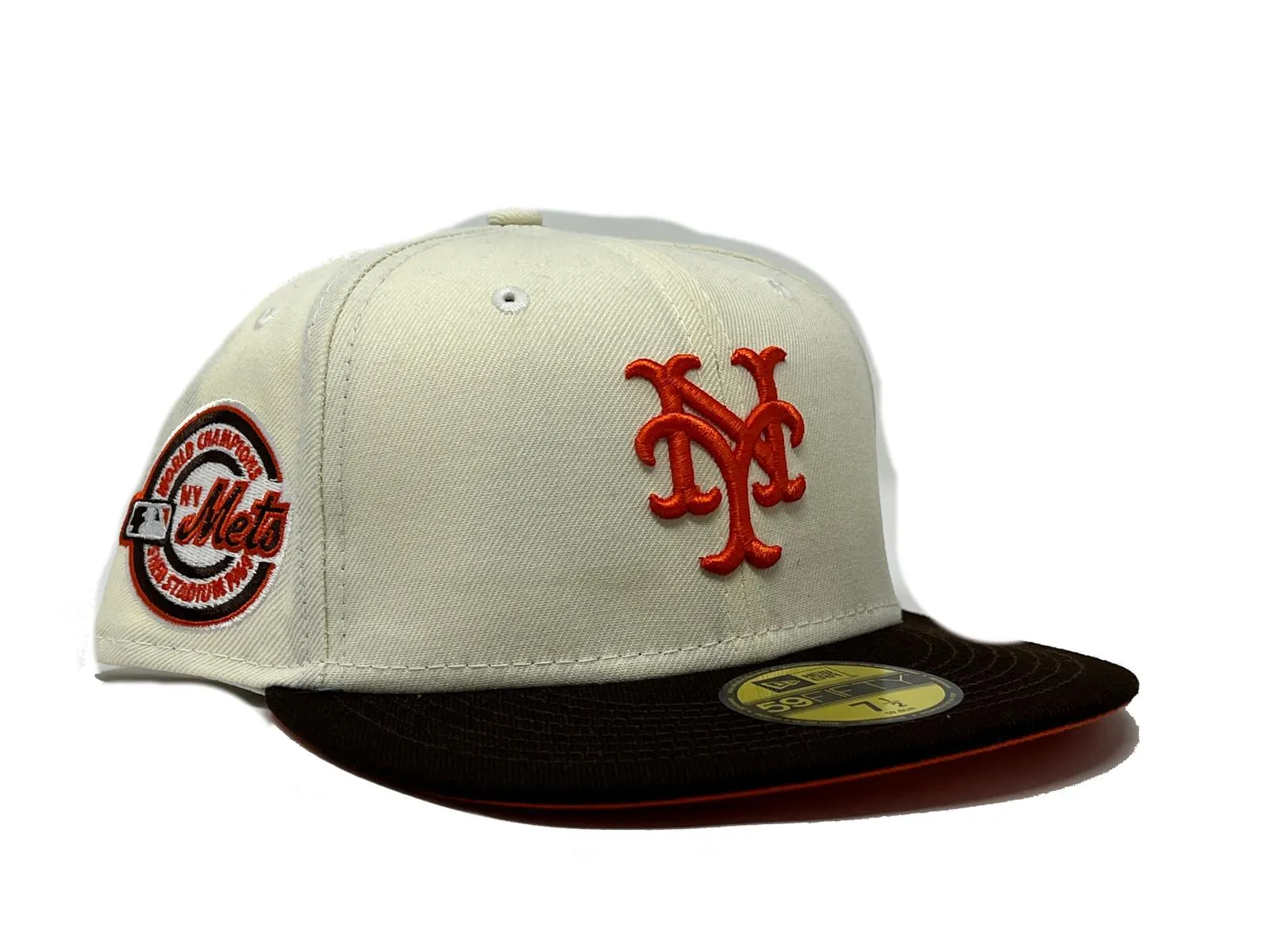 NEW YORK METS 1969 WORLD SERIES "HONEY COMB PACK" ORANGE BRIM NEW ERA FITTED HAT