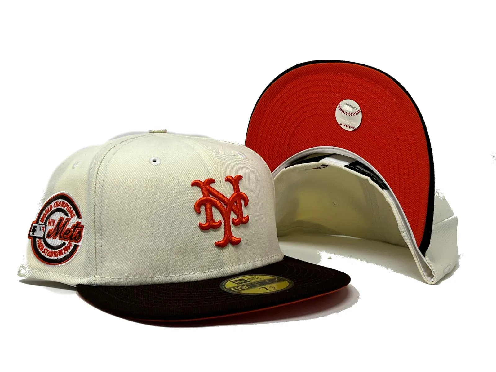 NEW YORK METS 1969 WORLD SERIES "HONEY COMB PACK" ORANGE BRIM NEW ERA FITTED HAT