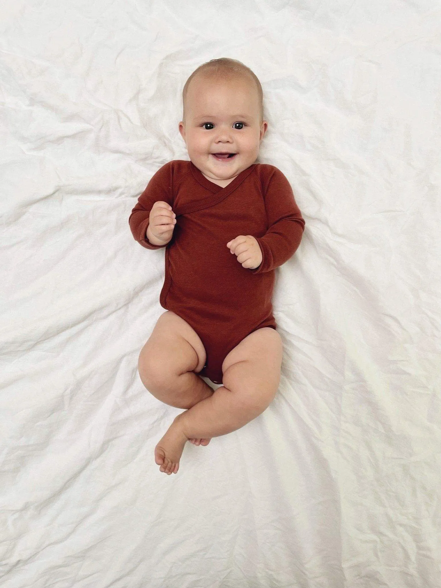 organic cotton wrap onesie - chestnut