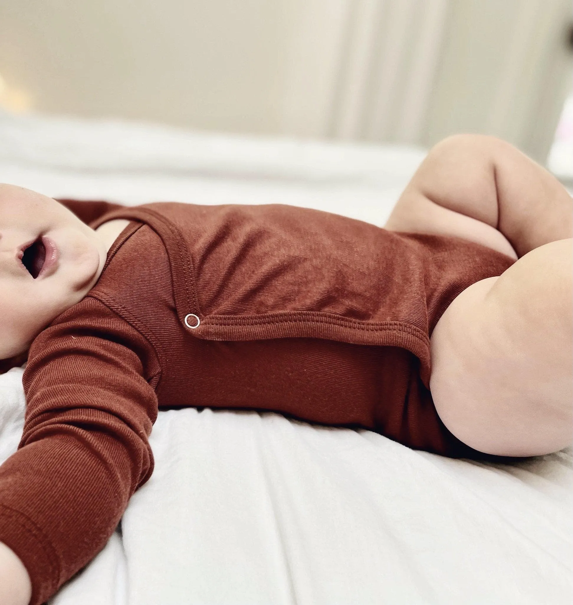 organic cotton wrap onesie - chestnut