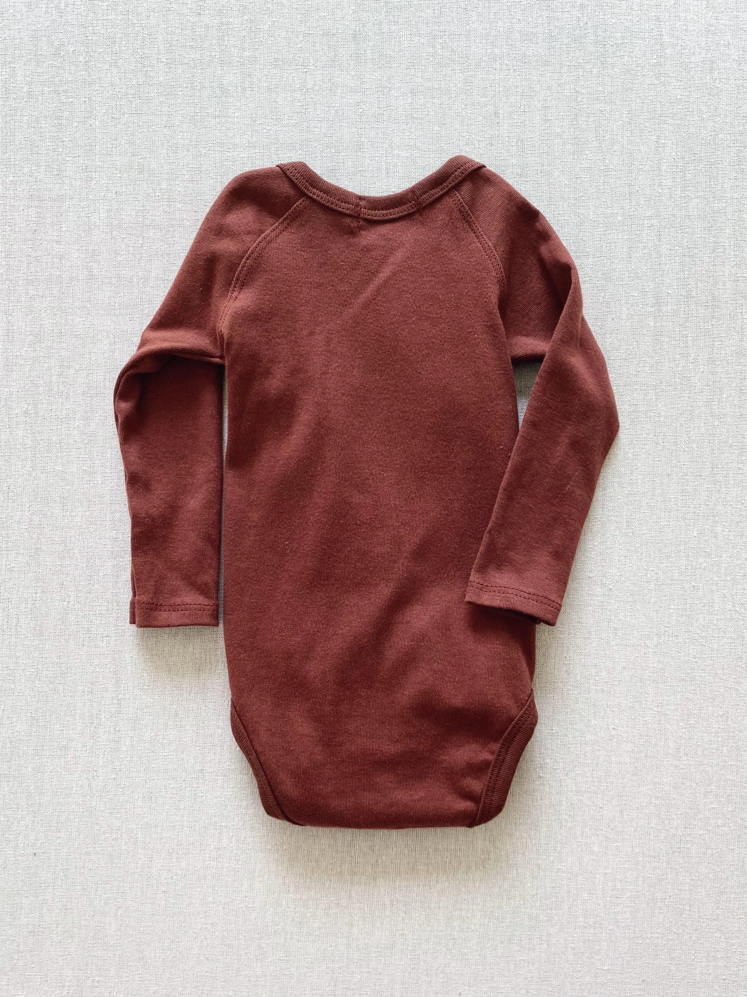 organic cotton wrap onesie - chestnut