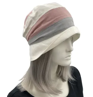 Pink White and Gray Linen Cloche Hat for Women | The Audrey