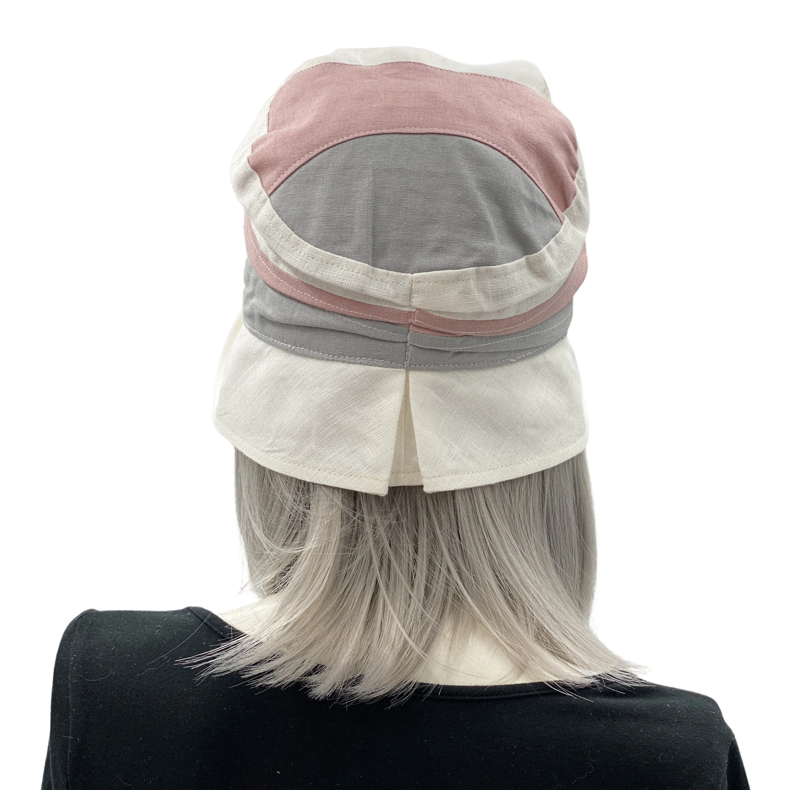 Pink White and Gray Linen Cloche Hat for Women | The Audrey