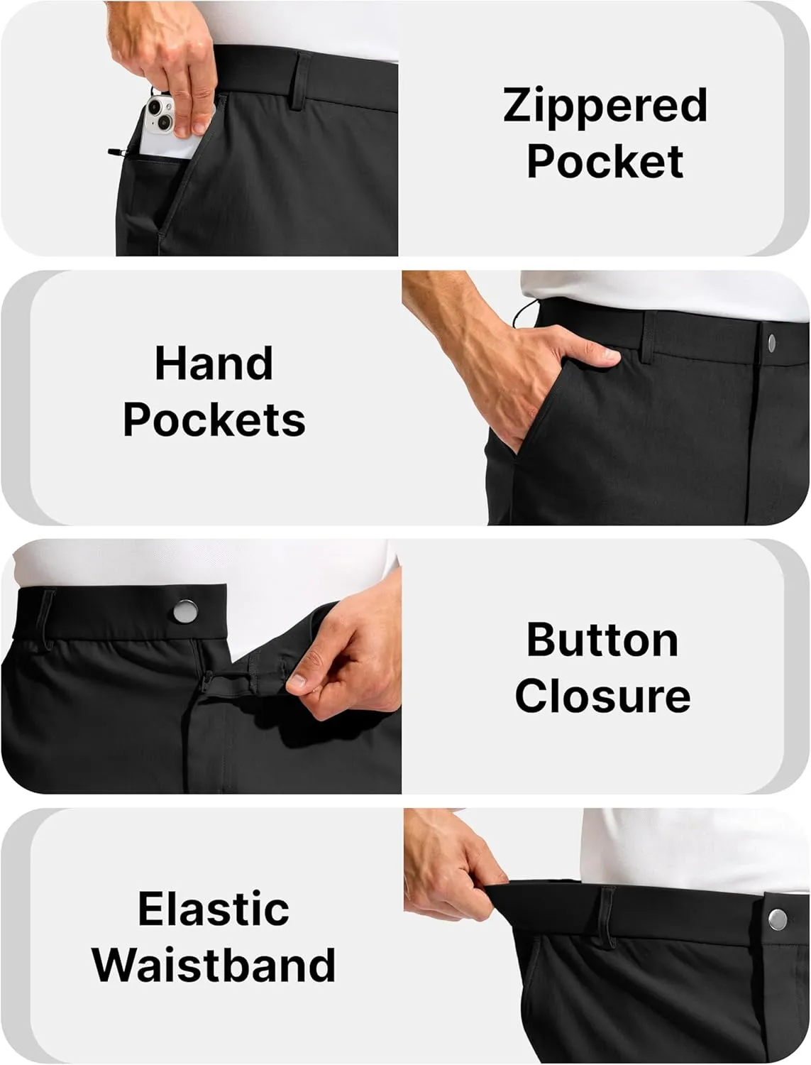 Pudolla Men's Golf Dress Shorts 7" Stretch Casual Work Hybrid Shorts for Men with 3 Pockets Quick Dry Breathable