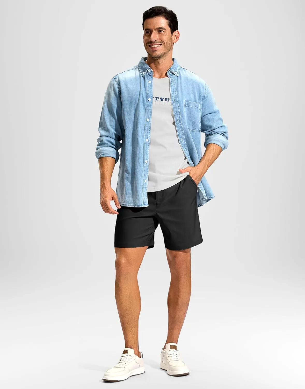 Pudolla Men's Golf Dress Shorts 7" Stretch Casual Work Hybrid Shorts for Men with 3 Pockets Quick Dry Breathable