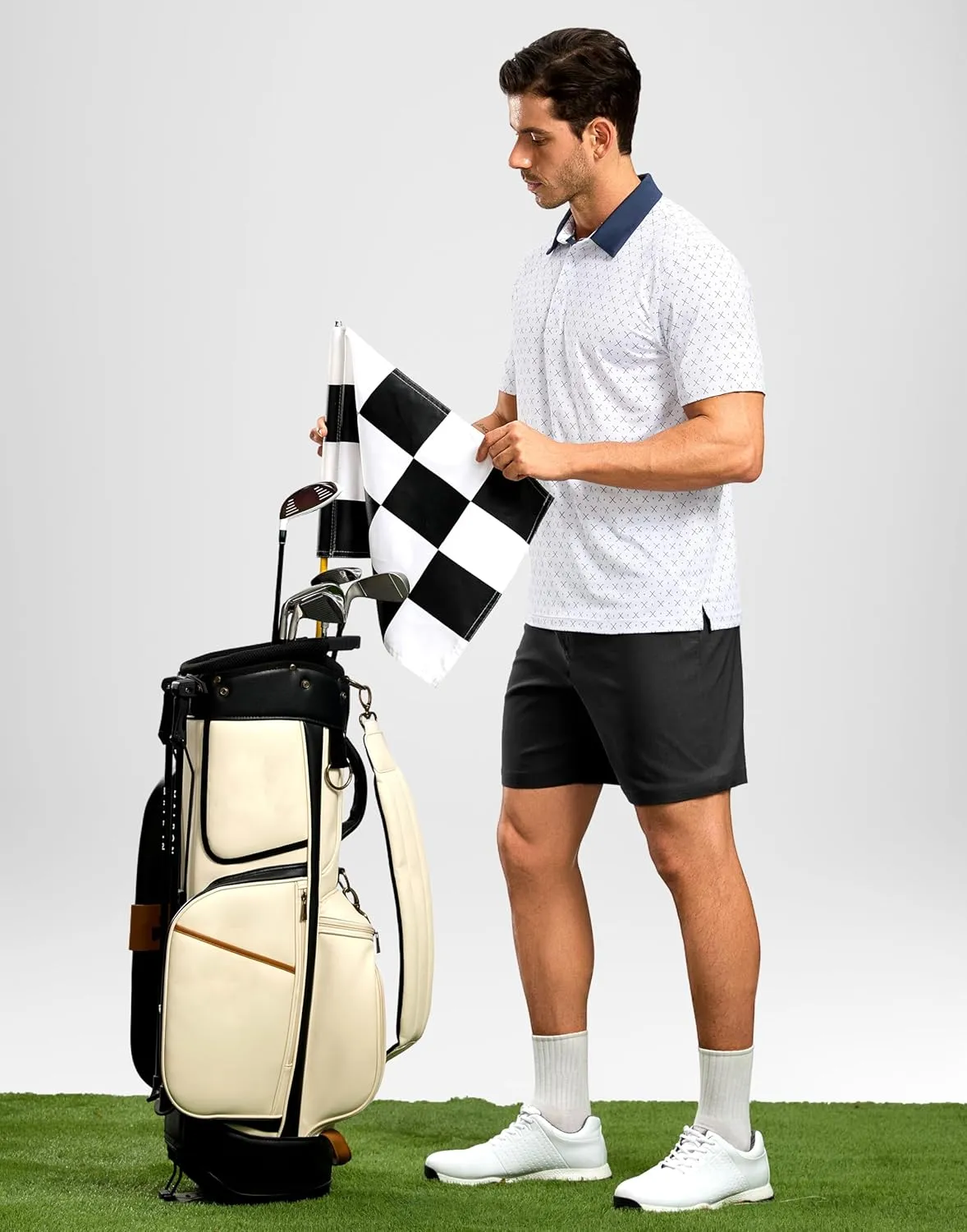 Pudolla Men's Golf Dress Shorts 7" Stretch Casual Work Hybrid Shorts for Men with 3 Pockets Quick Dry Breathable