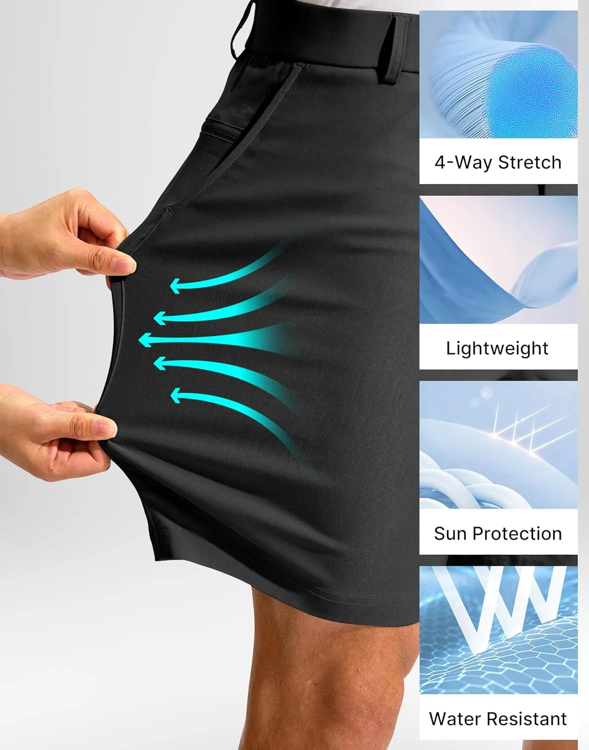 Pudolla Men's Golf Dress Shorts 7" Stretch Casual Work Hybrid Shorts for Men with 3 Pockets Quick Dry Breathable