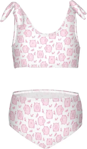 Raccoon and Paw Print Pattern Girls Bikini Sets 2 Piece Swimsuits Bathing Suit Swimwear