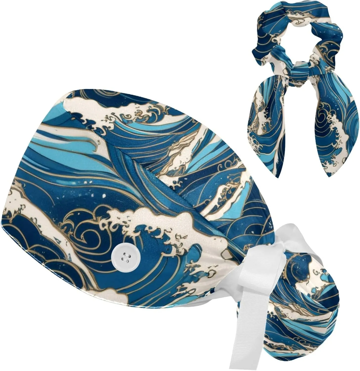 Scrub Caps Women, Ponytail Holder Surgical Cap with Hair Scrunchy