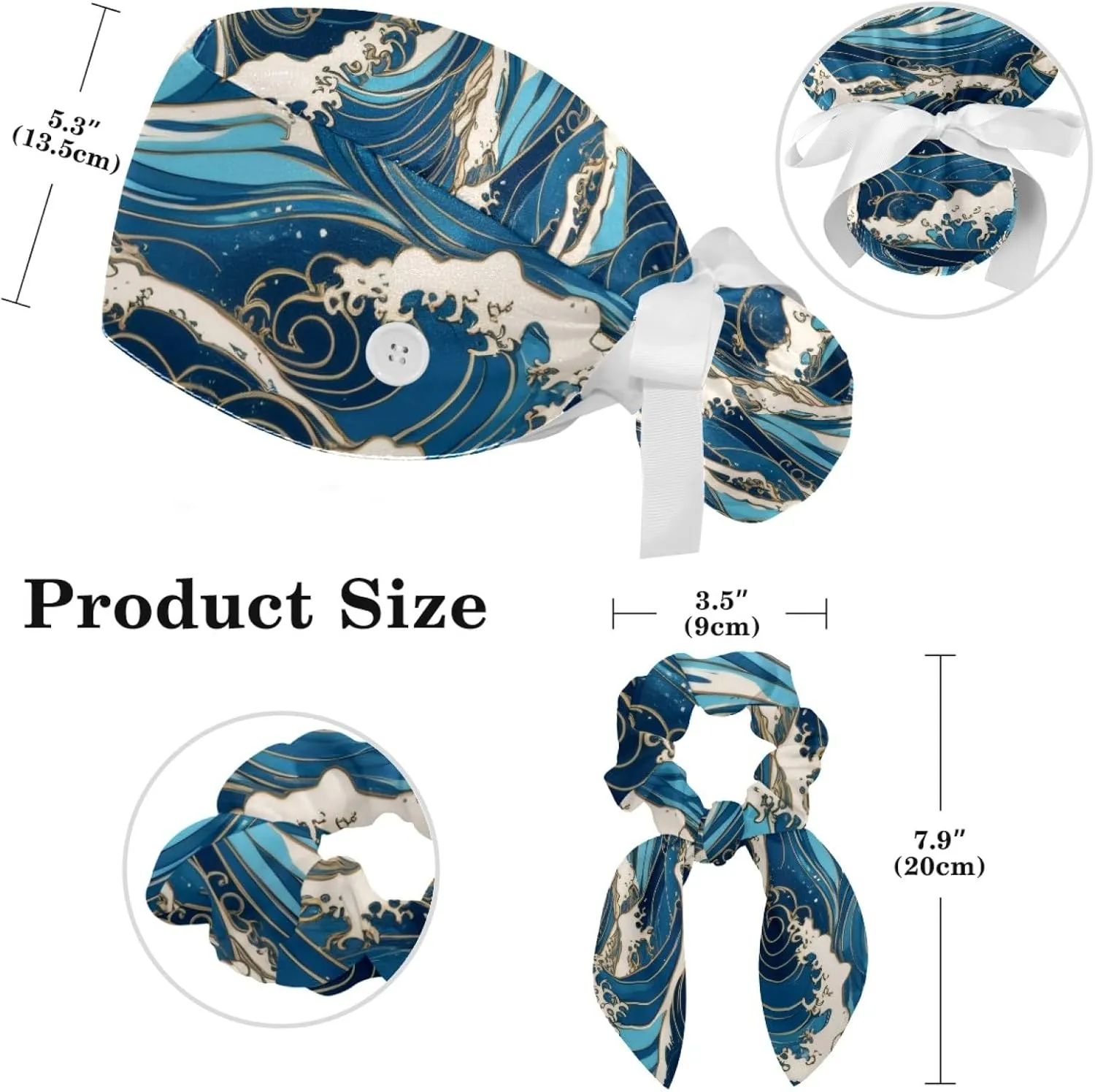 Scrub Caps Women, Ponytail Holder Surgical Cap with Hair Scrunchy