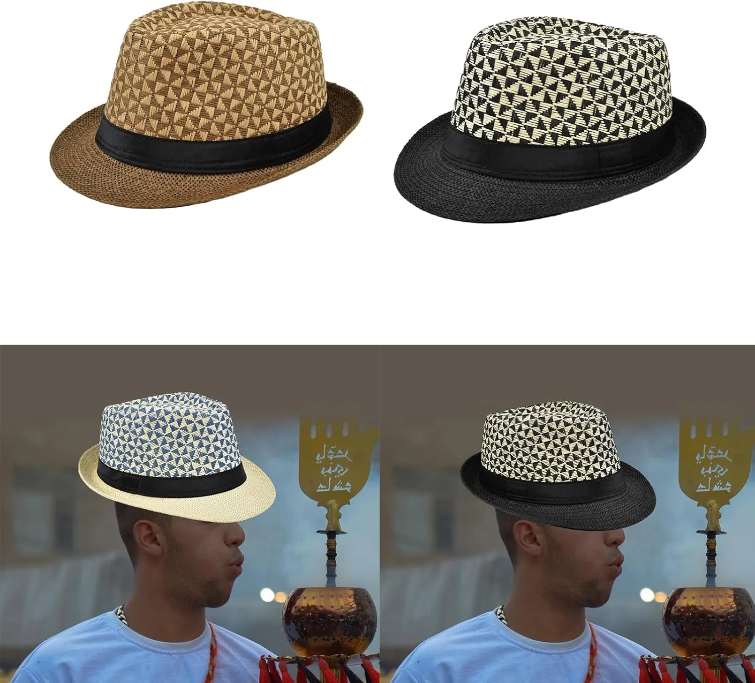 Straw Fedora Hat Straw British Style Straw Beach Hat Straw Hat Straw Panama Hat Panama Fedora Hat Tropical Printed