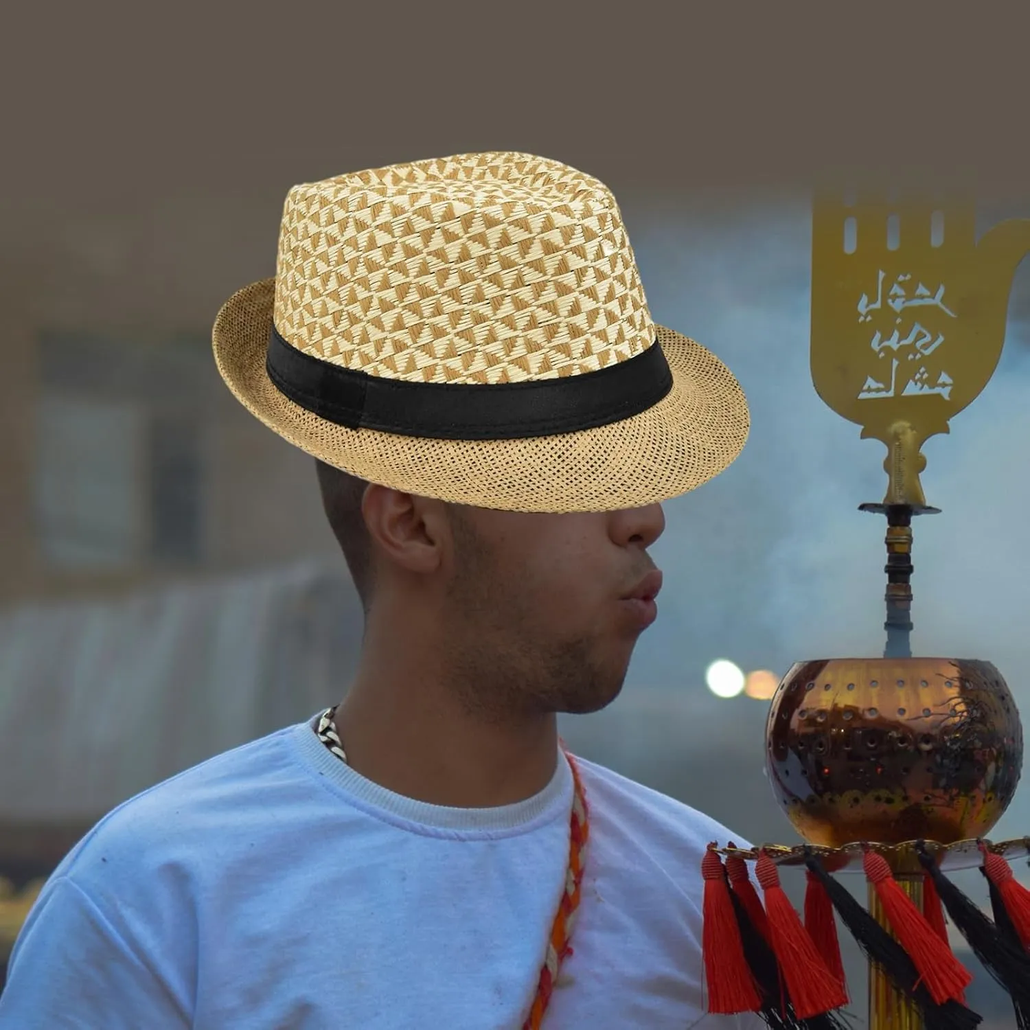 Straw Fedora Hat Straw British Style Straw Beach Hat Straw Hat Straw Panama Hat Panama Fedora Hat Tropical Printed